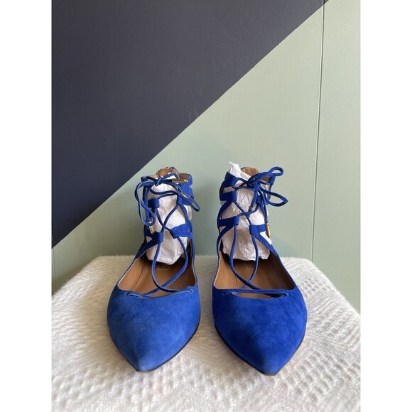 Aquazzura Blue Suede Belgravia Flats Sz 37. - Picture 2 of 7